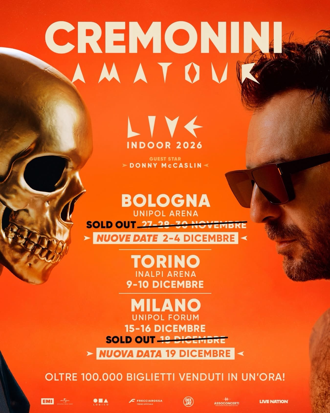 Cesare Cremonini, oltre 100mila biglietti in un’ora: nuove date a Bologna e Milano per “AMATOUR”